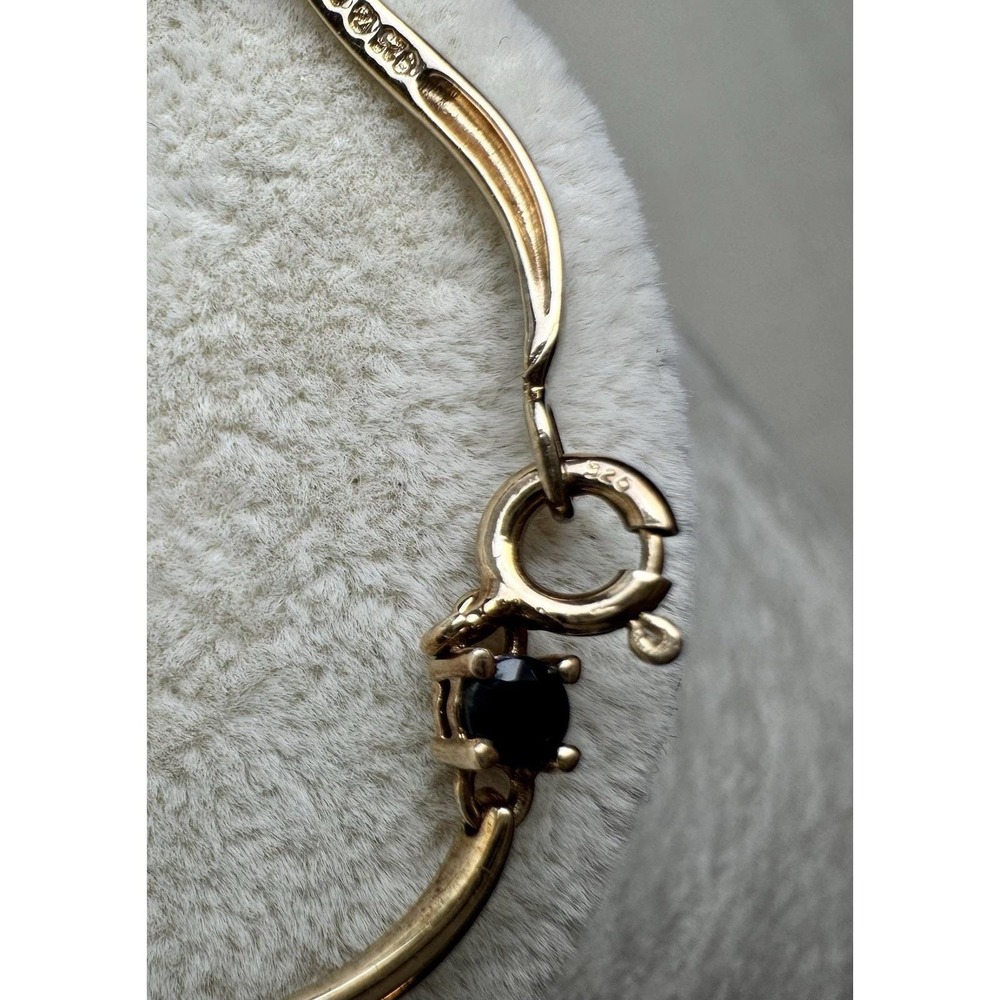 Yellow Gold Vermeil 925 Bracelet Wave Panel Multicolor Gemstone 7.25" Tennis - Picture 9 of 14